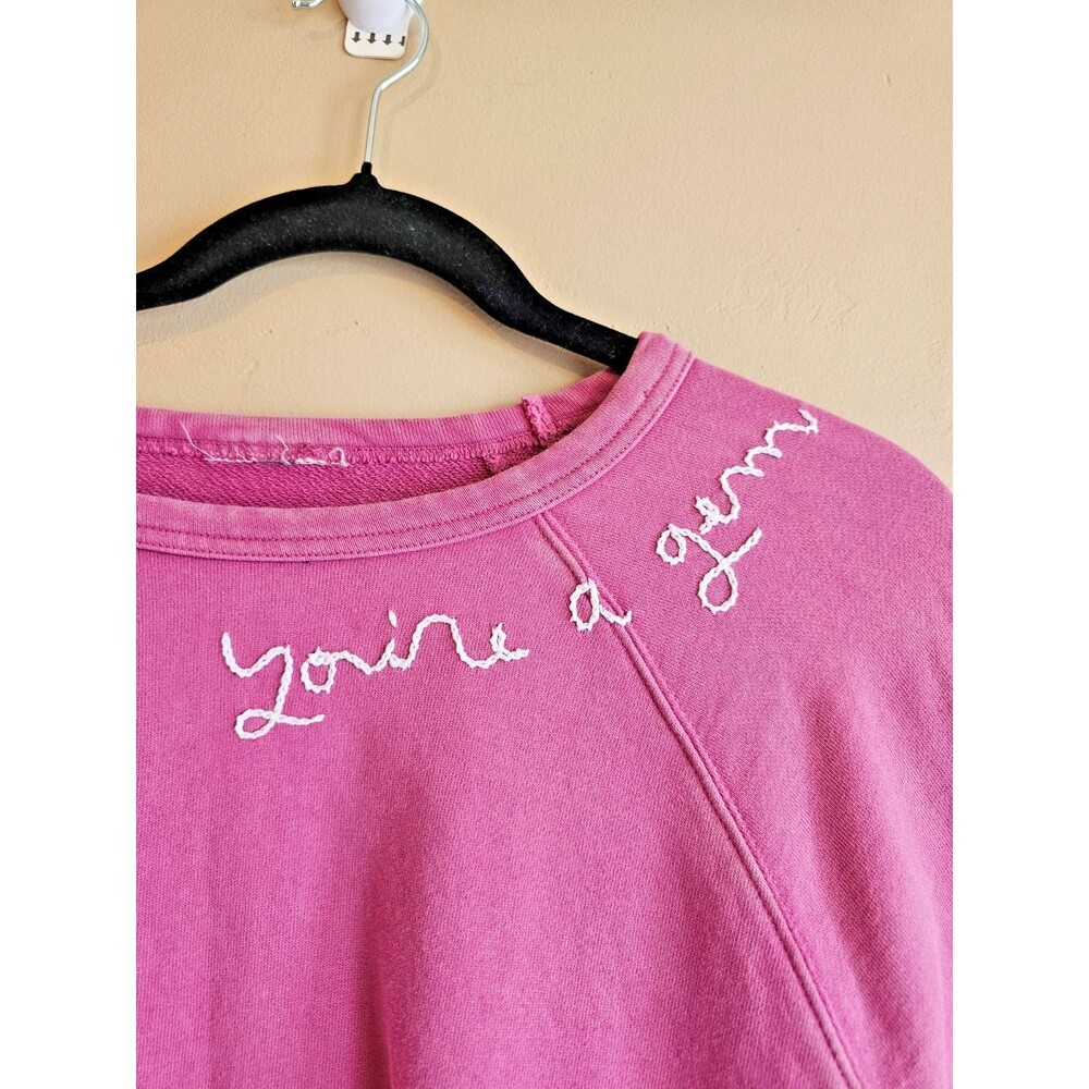 SWEATSHIRT-plum with Hand embroidery "you're a gem" no size-med - Picture 3 of 5